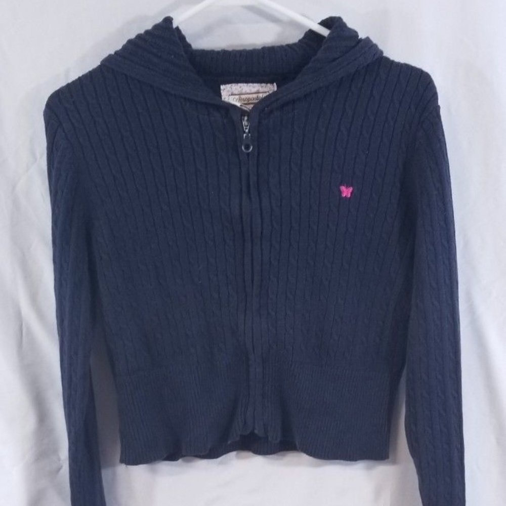 Aeropostale Long Sleeve Zip Up Hooded Jacket Blue